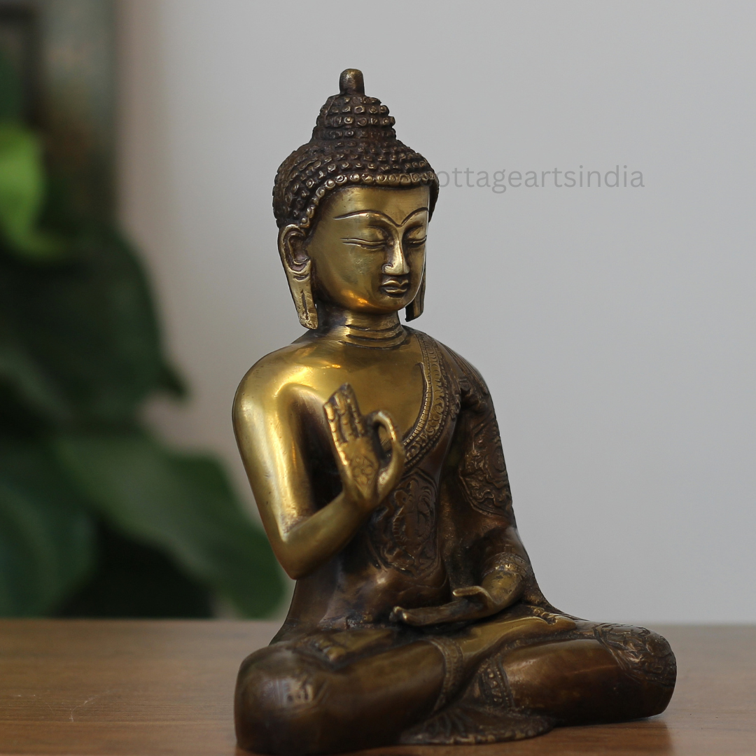 Handcrafted Brass Blessing Buddha Idol – Seated Buddha Statue