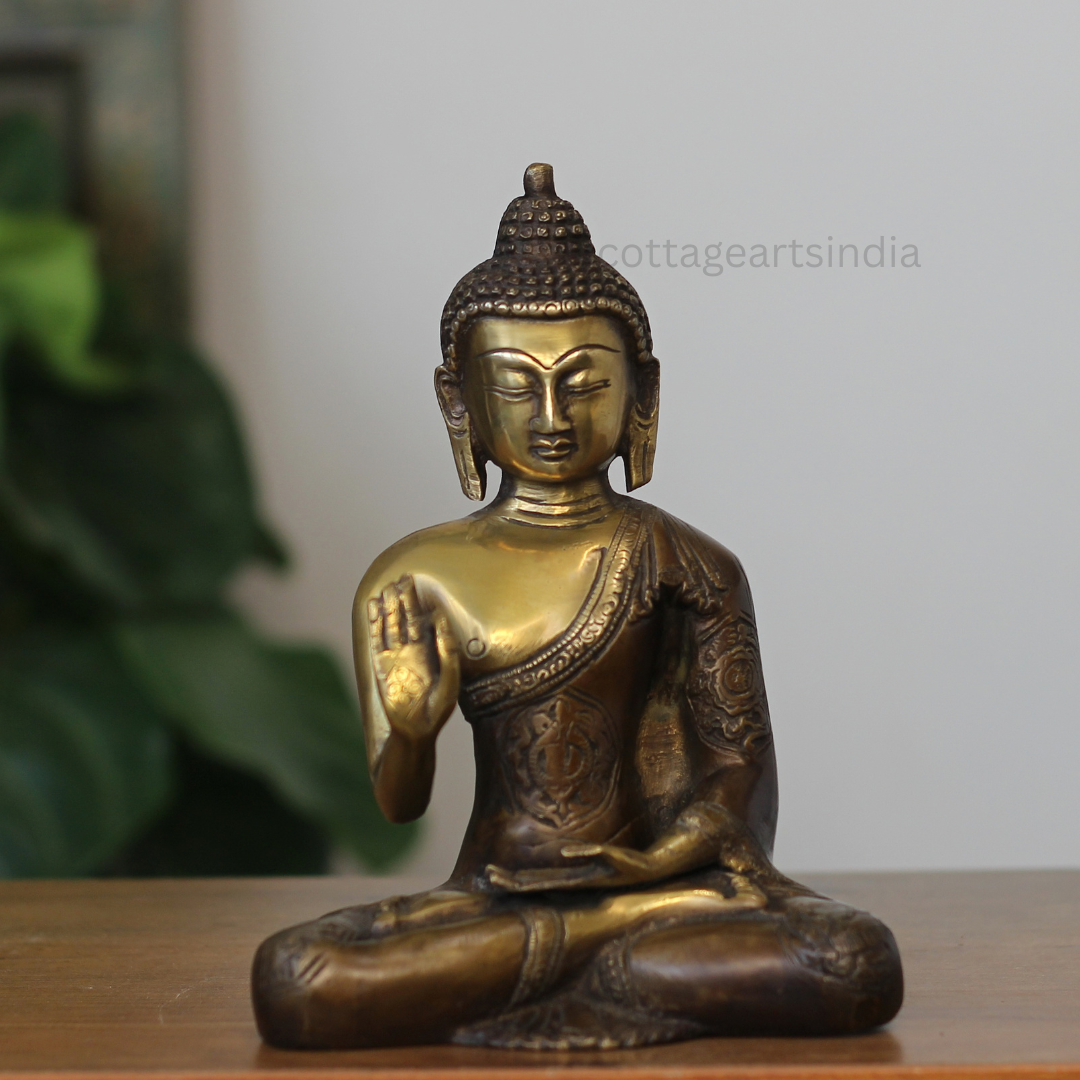 Handcrafted Brass Blessing Buddha Idol – Seated Buddha Statue