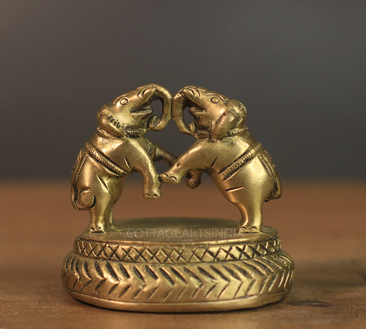 Brass Twin Elephant Foot Scrubber