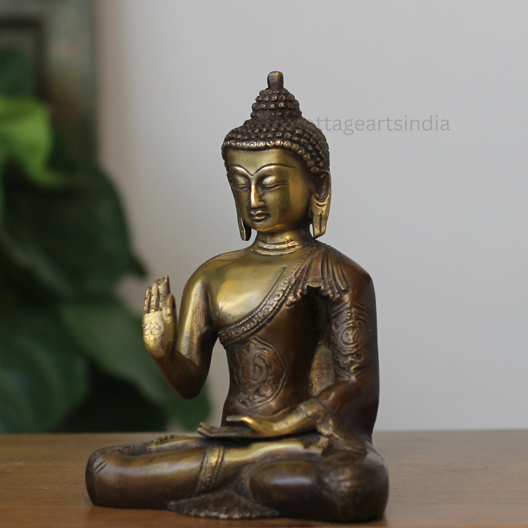 Handcrafted Brass Blessing Buddha Idol – Seated Buddha Statue