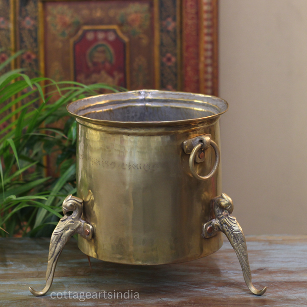 Brass Vintage Carved Planter
