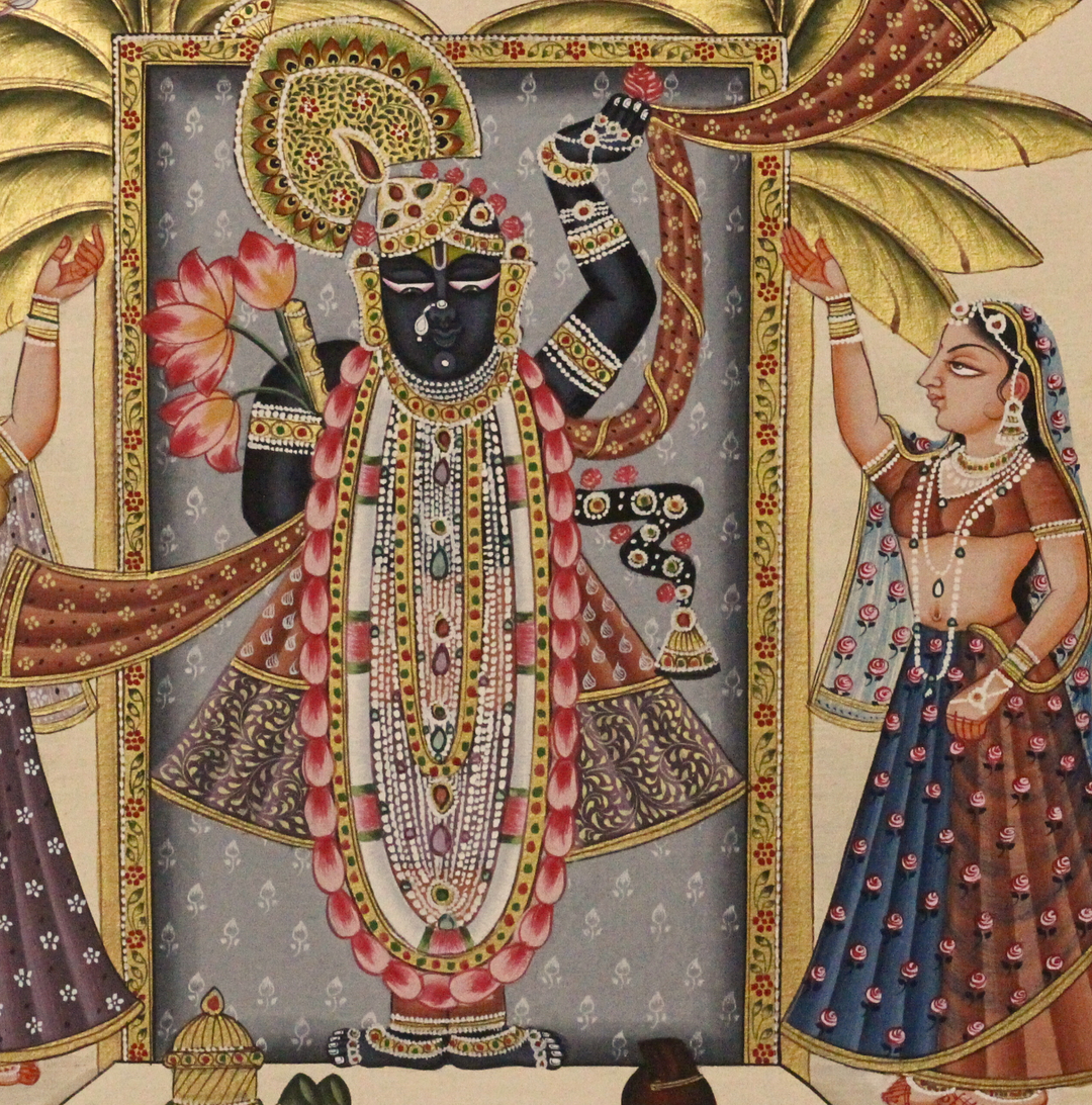 Shrinathji And Gopis In Golden Vrindavan