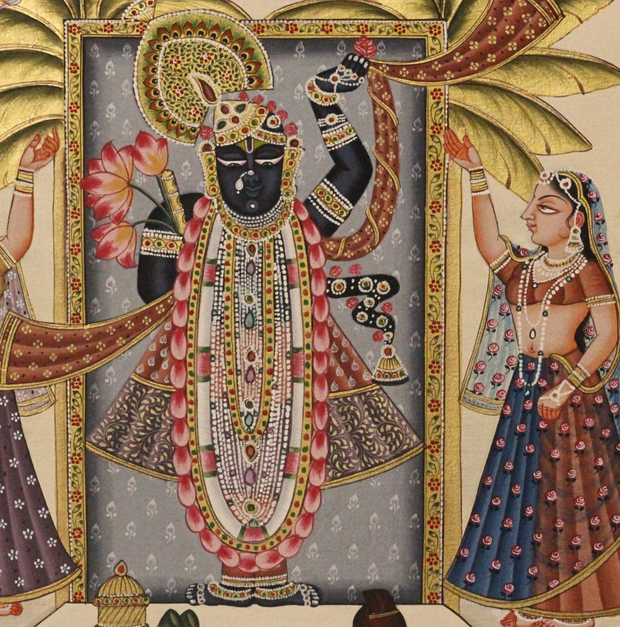 Shrinathji And Gopis In Golden Vrindavan