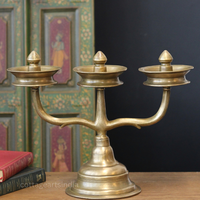 Brass Vintage Kavara Vilakku – 3 Branched Traditional Oil Lamp