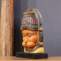 Wooden Hanuman Mask on Stand 12"