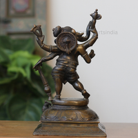 Handcrafted Brass Dancing Ganesha Idol – Antique Brass Finish
