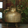Brass Vintage Carved Planter