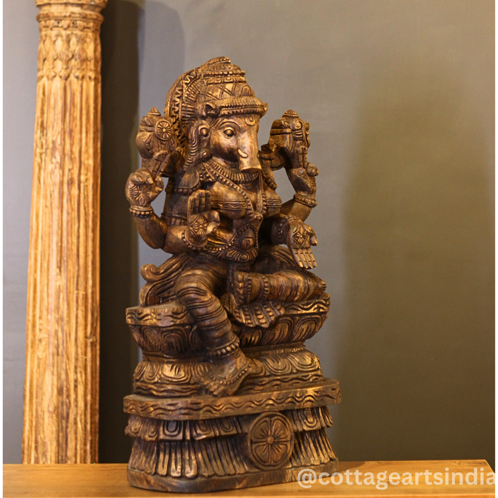Hand-Carved Wooden Varaha Avatar Statue – Lord Vishnu Boar Incarnation