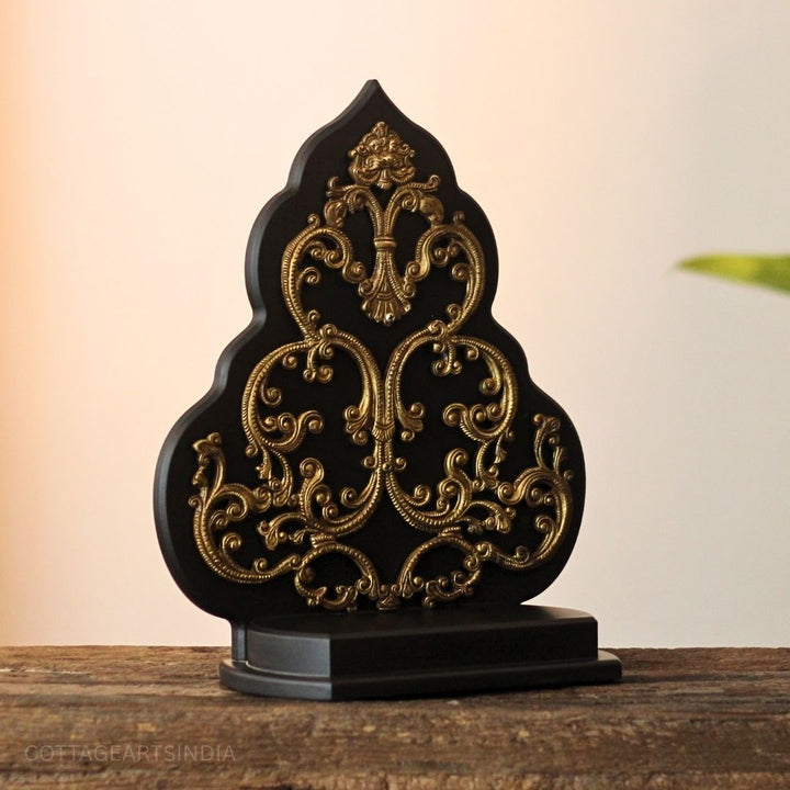 Kirtimukha Throne in Wood & Brass | Handcrafted Decorative Pedestal