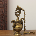 Traditional Brass Hanging Lamp with Parrots