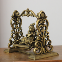 Baby Krishna on Jhula Brass Statue | Handcrafted Bal Gopal Swing Idol