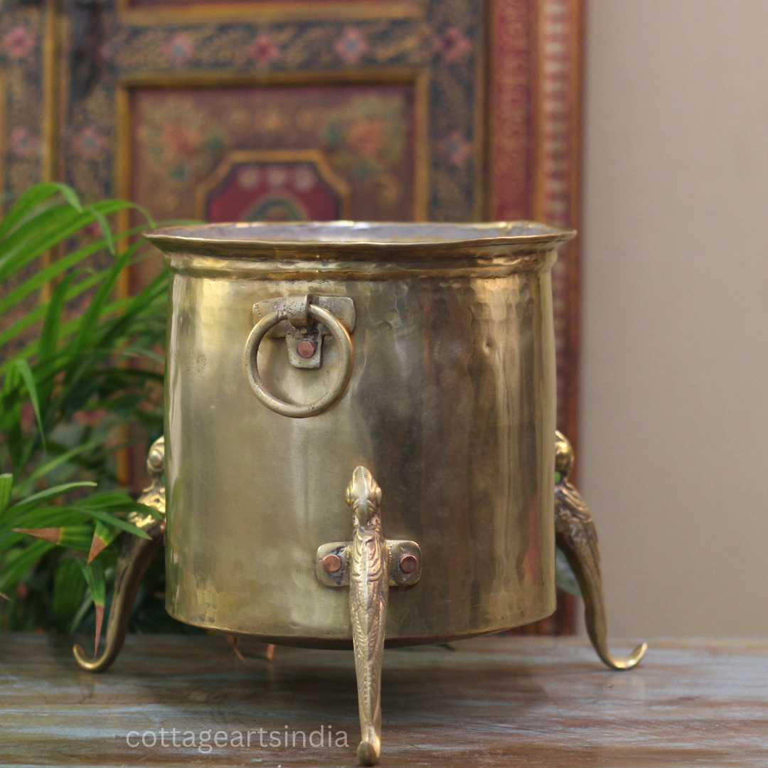 Brass Vintage Carved Planter
