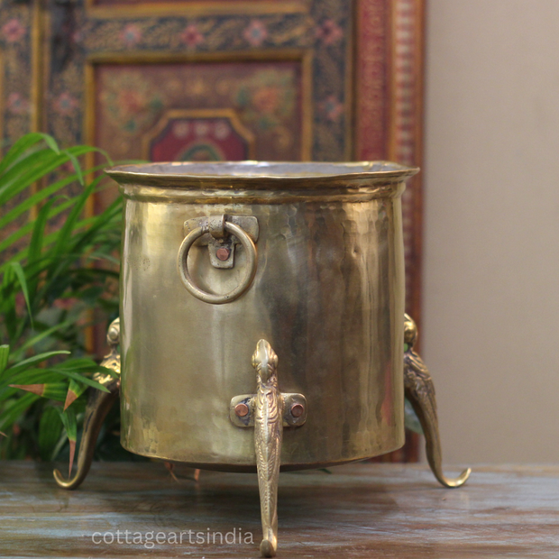 Brass Vintage Carved Planter