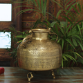 Brass Vintage Carved Planter