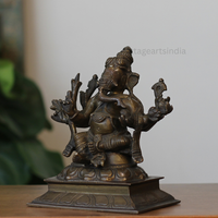 Handcrafted Brass Panchamukhi Ganesha Statue – Antique Finish