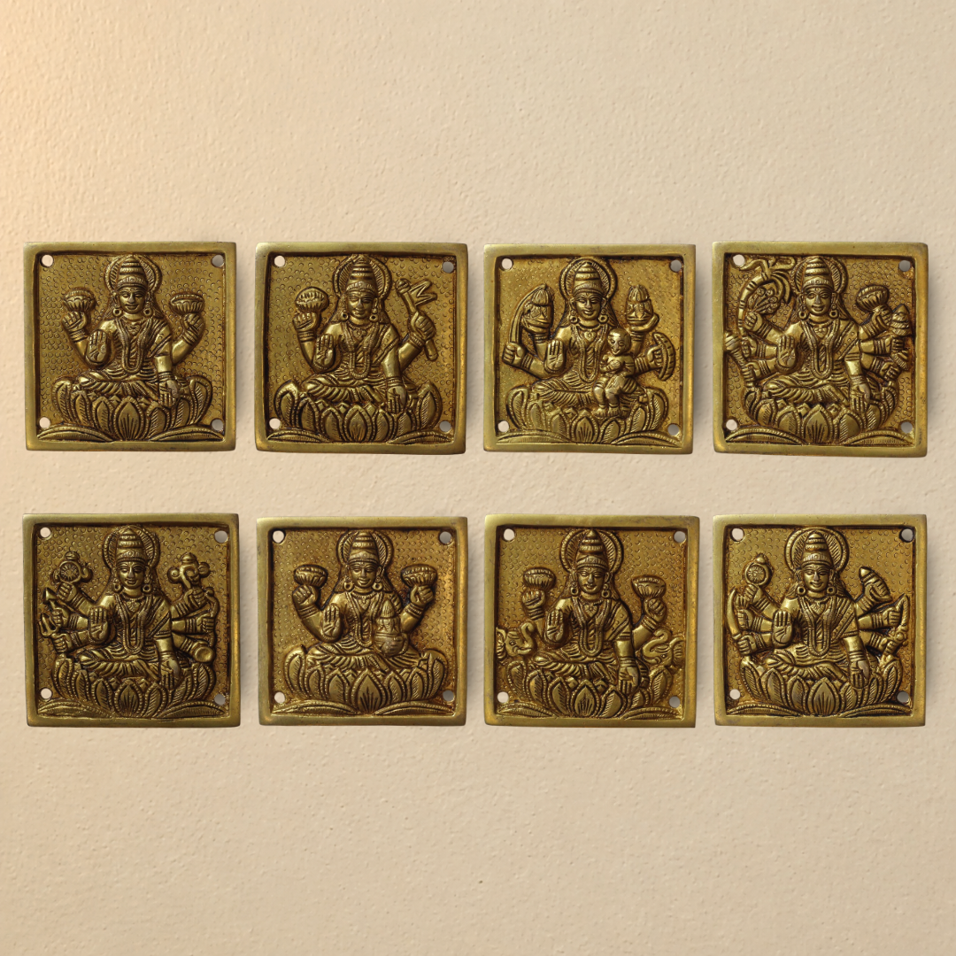 Brass Ashta Lakshmi Wall Hanging (Set of 8 Lakshmi) For Pooja Room