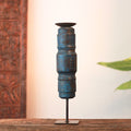 Vintage Wooden Pillar Candle Holder | Rustic Handcrafted Heritage Décor