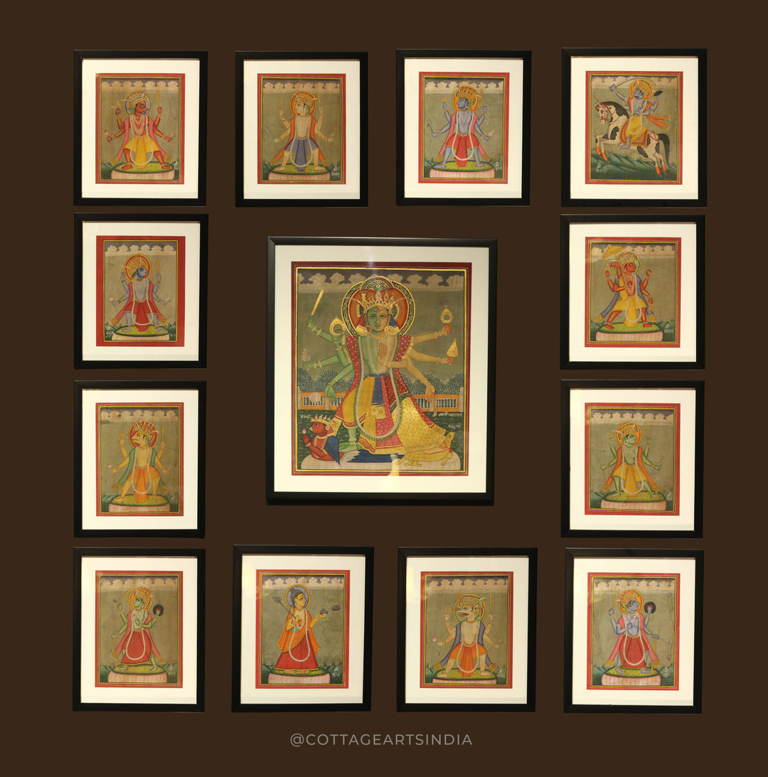 Dashavatara of Lord Vishnu (set of 13) – Pahari Miniature Painting