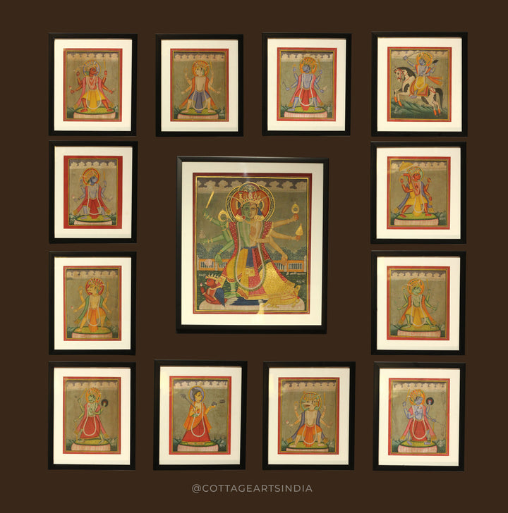 Dashavatara of Lord Vishnu (set of 13) – Pahari Miniature Painting