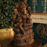Hand-Carved Wooden Varaha Avatar Statue – Lord Vishnu Boar Incarnation