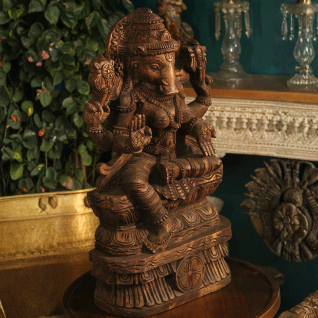 Hand-Carved Wooden Varaha Avatar Statue – Lord Vishnu Boar Incarnation