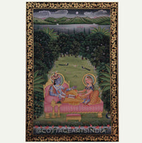 Pichwai Painting - Shrinathji and Swaminiji in Moonlit Vihar Leela