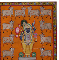 Shrinathji with Sacred Cows on Kesariya Bhumi – Nathdwara Pichwai
