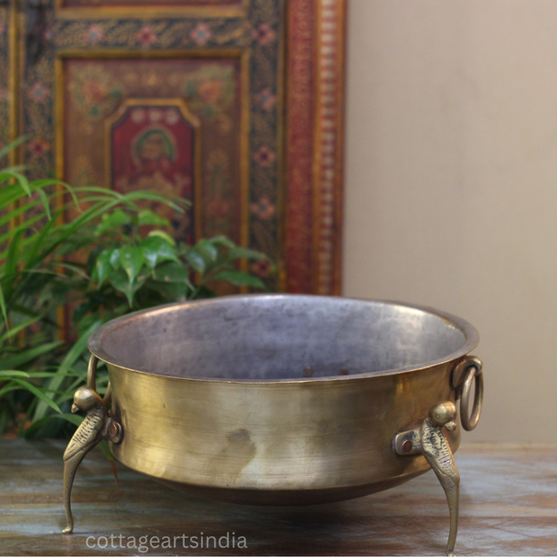 Brass Vintage Carved Planter