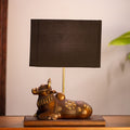 Handcrafted Nandi Bull Table Lamp | Shiva Inspired Decorative Wooden Base Lighting