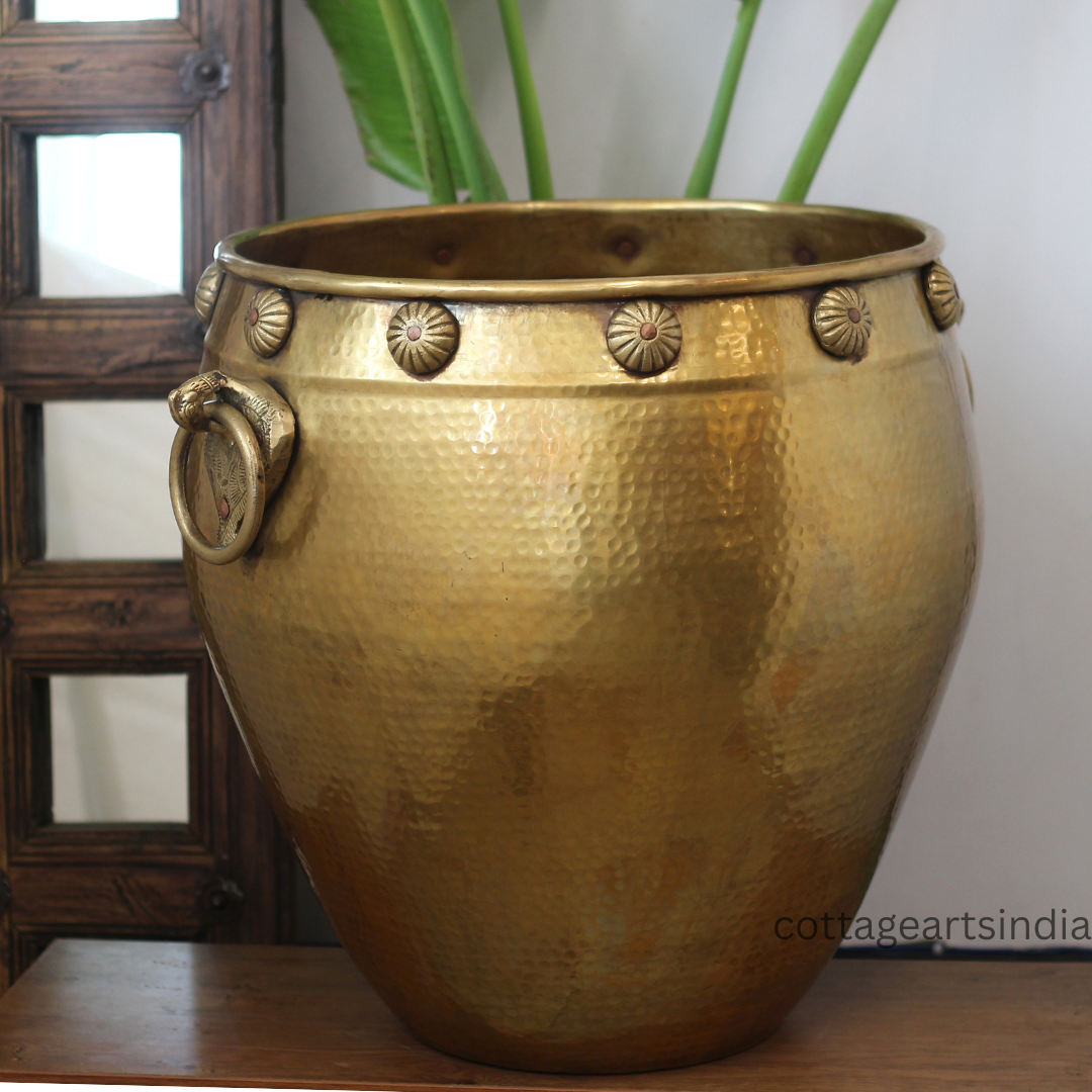 Brass Vintage Carved Planter