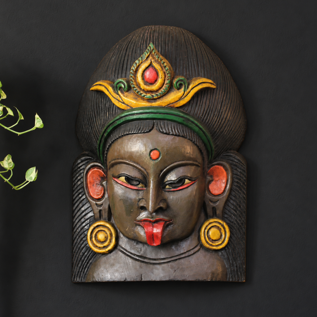 Wooden Goddess Kali Mask