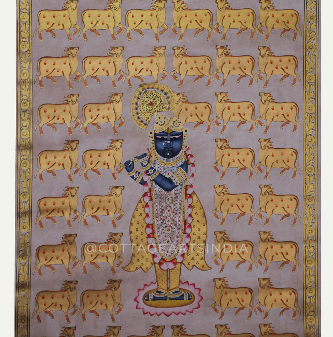 Pichwai Painting -Shreenathji With Sacred Cows