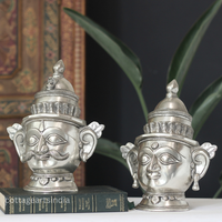 Silver Finished - Brass Shiva And Gauri Mukhlingam Mask