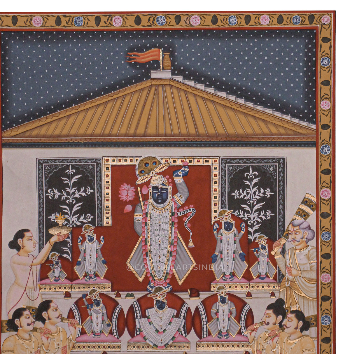 Shrinathji Annakut Darshan Pichwai Painting – Nathdwara Temple Festival Scene