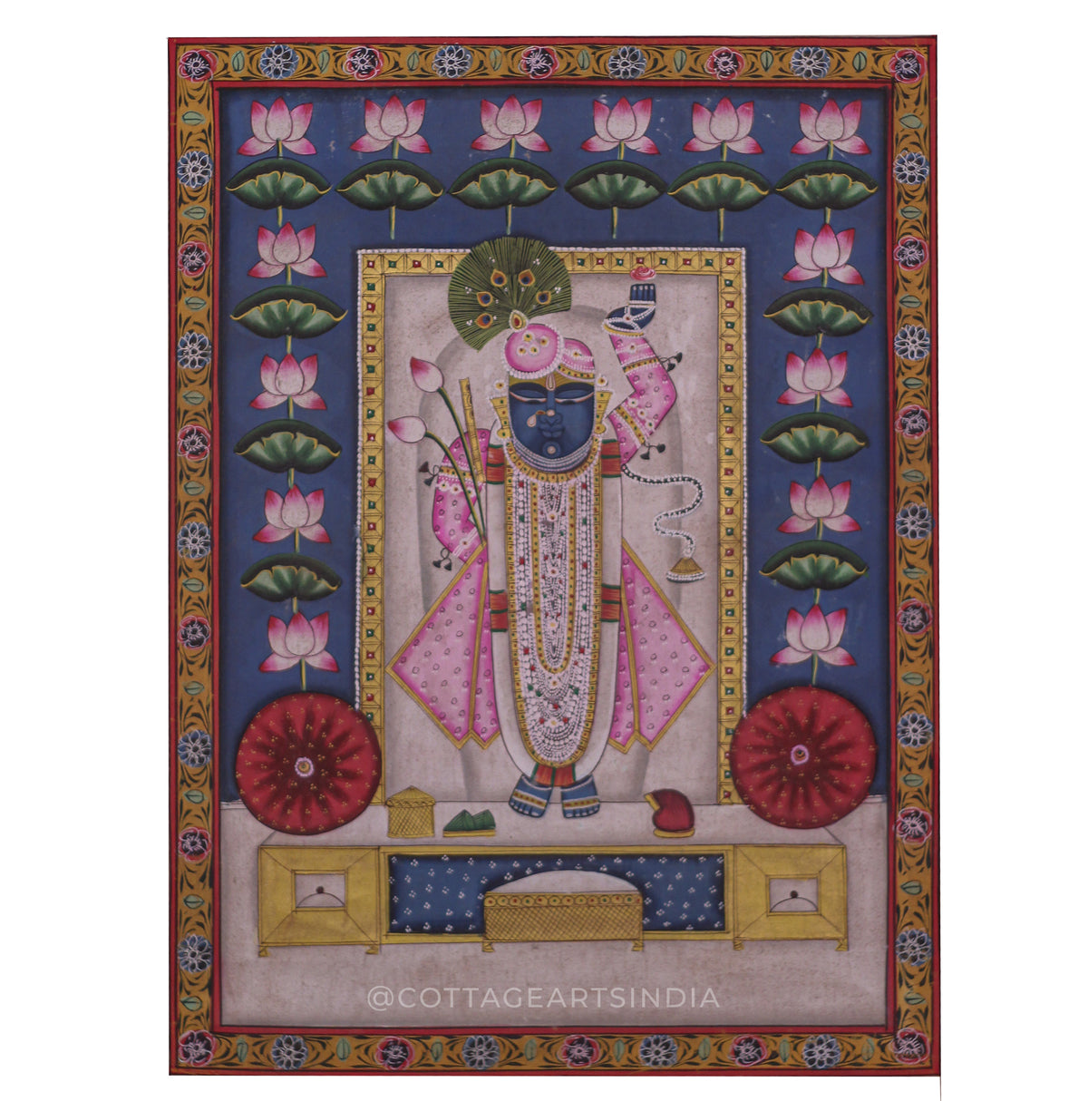 Shreenathji Pichwai Painting With Lotus
