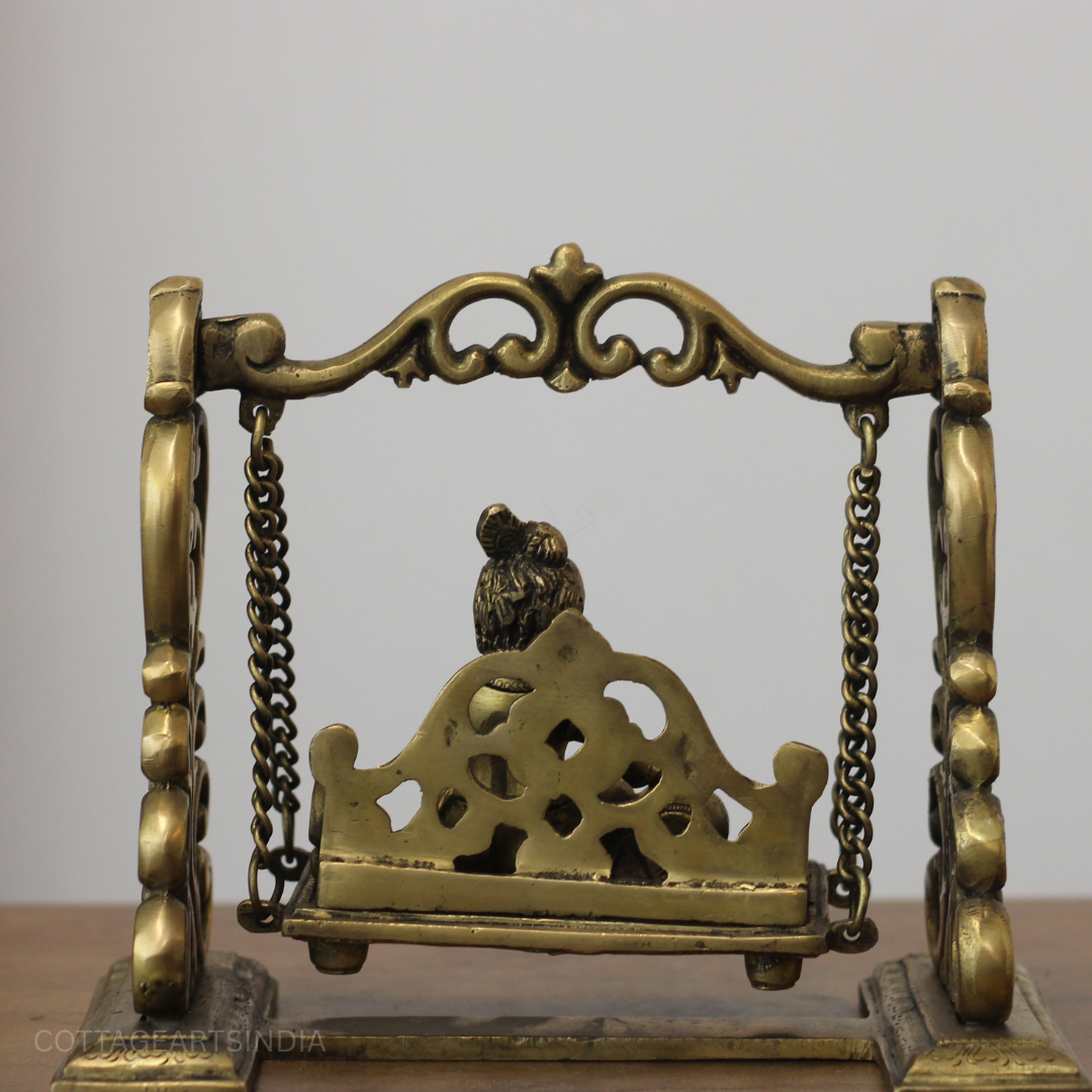 Baby Krishna on Jhula Brass Statue | Handcrafted Bal Gopal Swing Idol