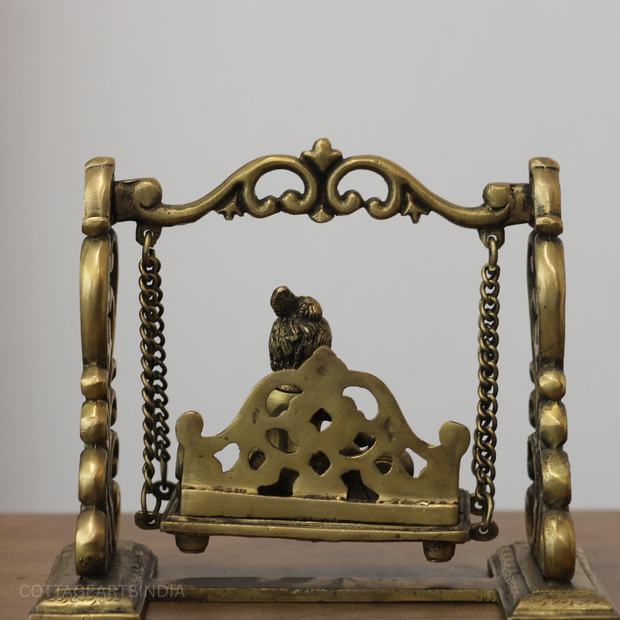 Baby Krishna on Jhula Brass Statue | Handcrafted Bal Gopal Swing Idol
