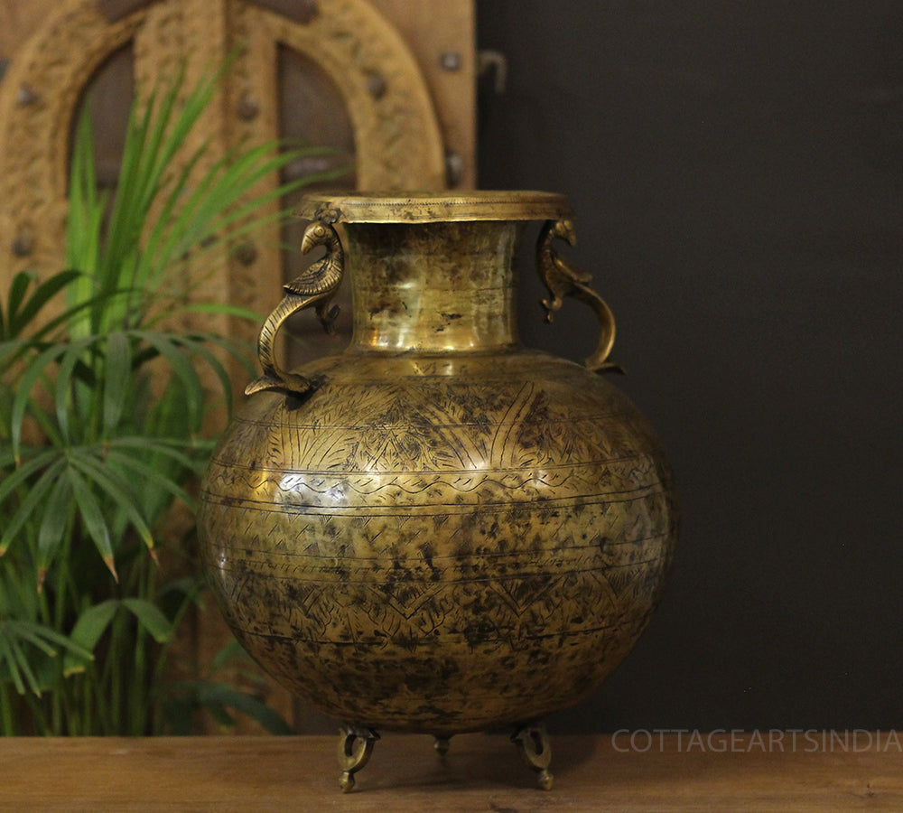 Brass Vintage Carved Planter