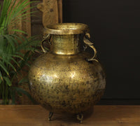 Brass Vintage Carved Planter