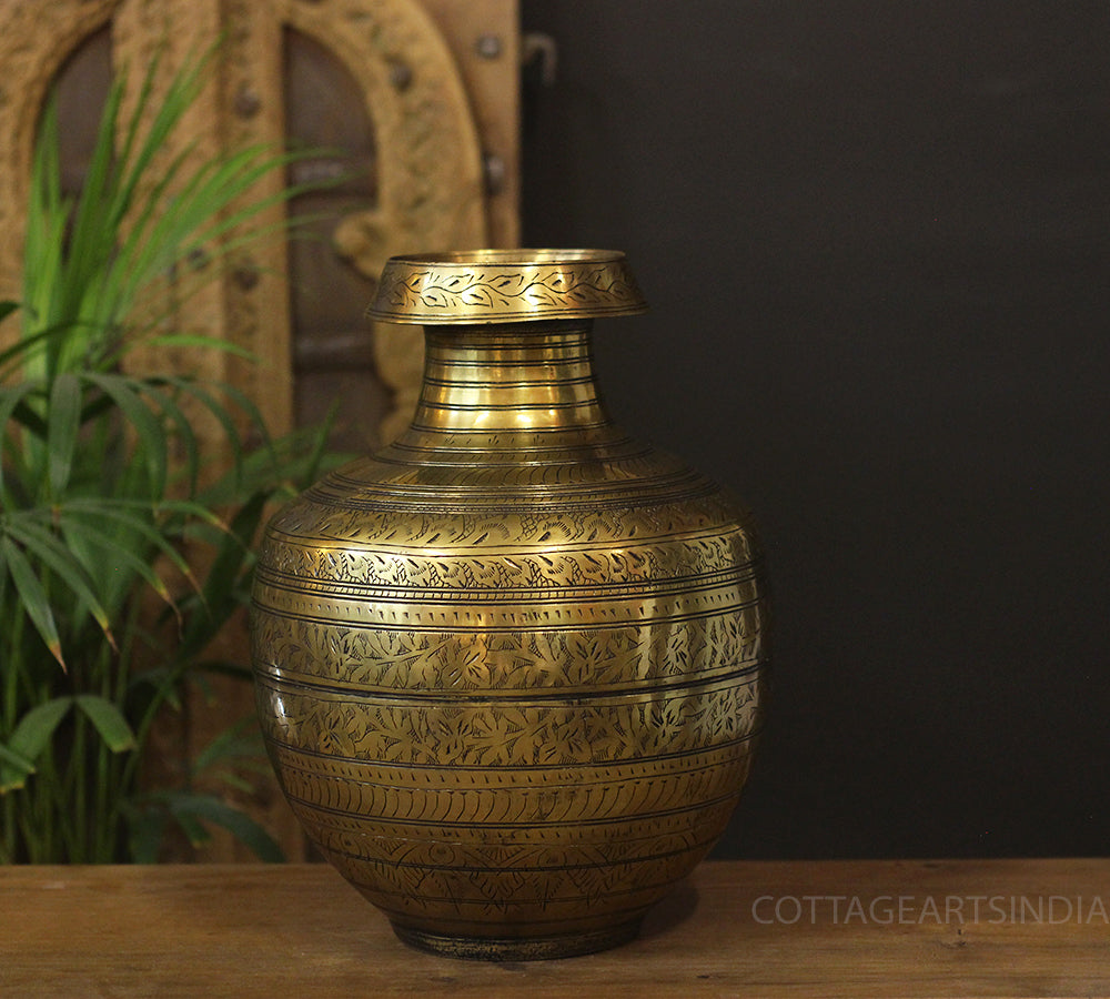 Brass Vintage Carved Planter