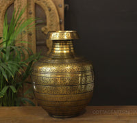 Brass Vintage Carved Planter