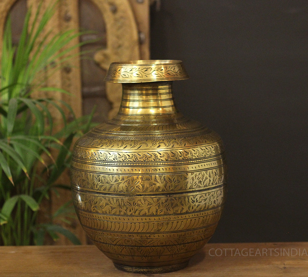 Brass Vintage Carved Planter