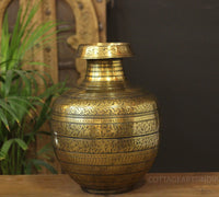 Brass Vintage Carved Planter