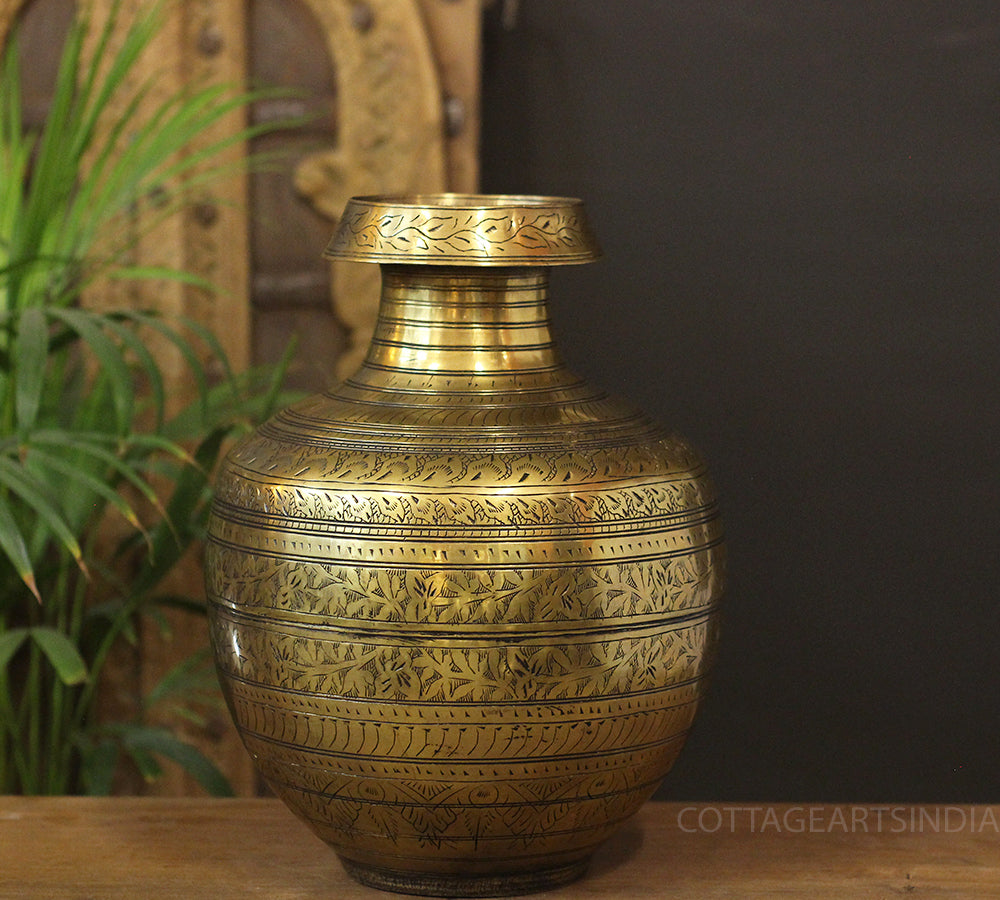 Brass Vintage Carved Planter