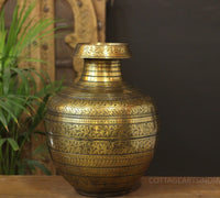 Brass Vintage Carved Planter