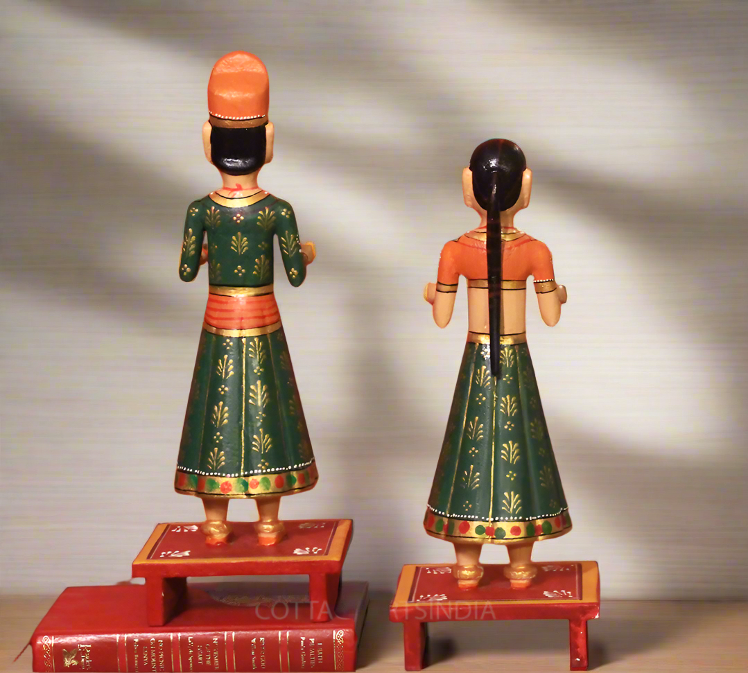 Wooden Gangaur Dolls  Pair 14"