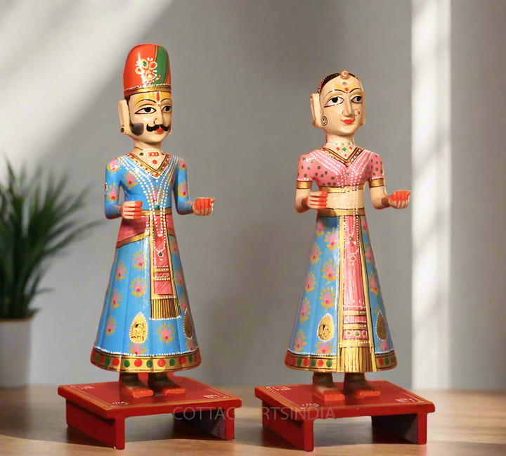 Wooden Gangaur Dolls Pair -17.5"