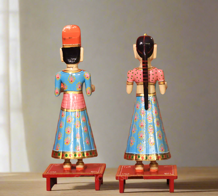 Wooden Gangaur Dolls Pair -17.5"