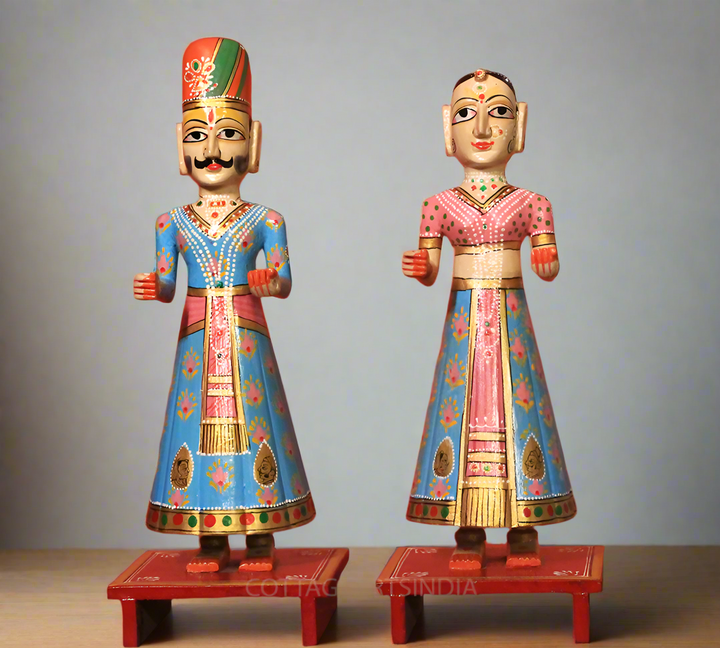 Wooden Gangaur Dolls Pair -17.5"