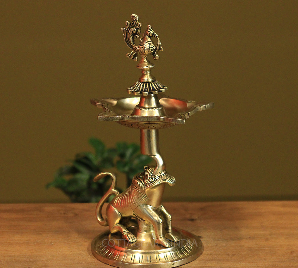 Brass Yali Oil Lamp